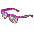 Magenta Logo Lenses Custom Printed Lenses Retro Sunglasses - Full-Color Full-Arm Printed